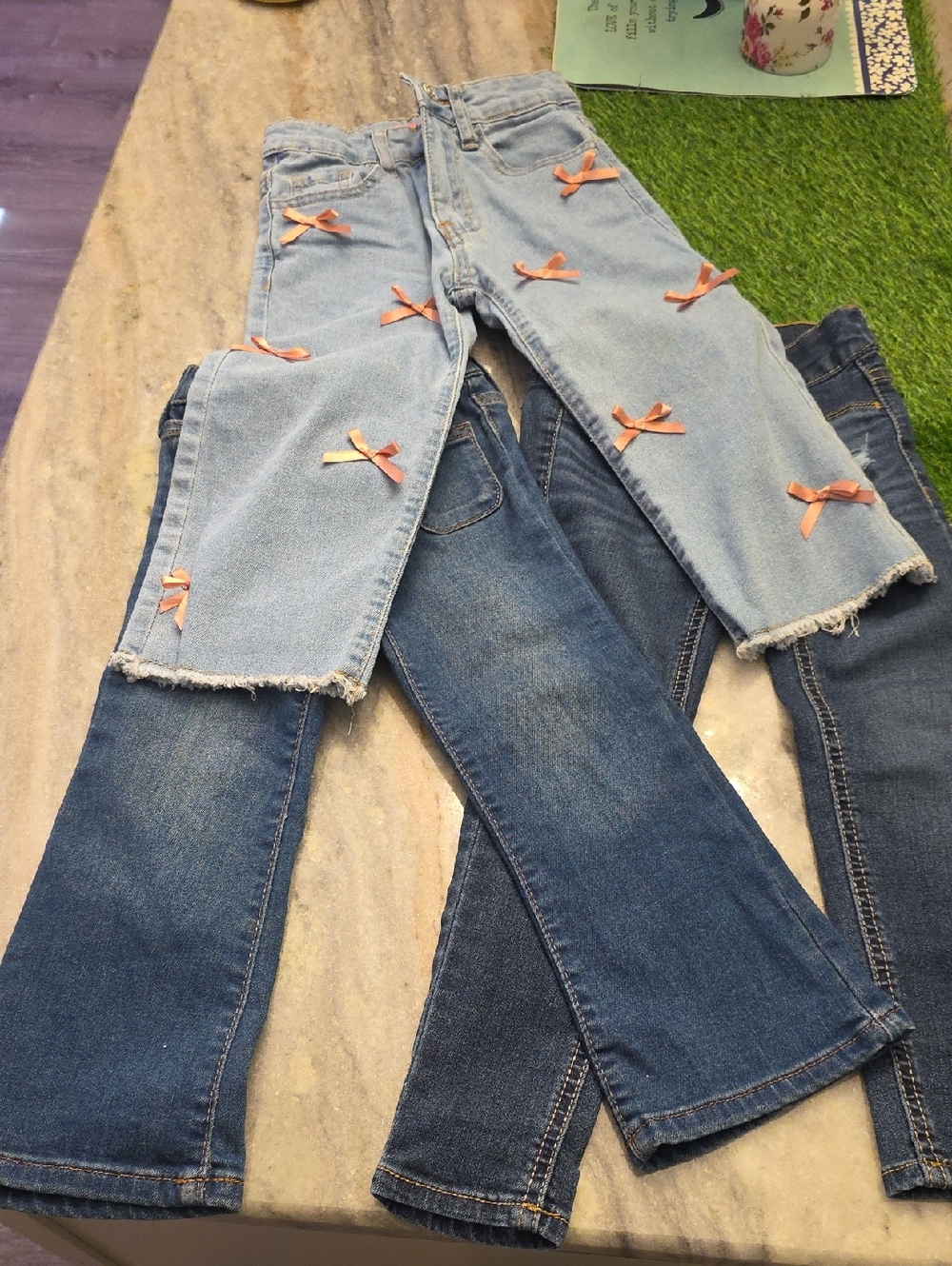 GAP Light Blue Denim Jeans with Pink Ribbon Bows